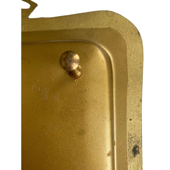 Mid Century Enamel on Brass Carved Footed Tray Dish Bowl Isreal fish wine grapes - Picture 11 of 16